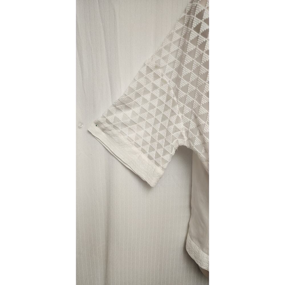Stylus Round Neck Off White Short Sleeve Blouse Size XL - Picture 6 of 8